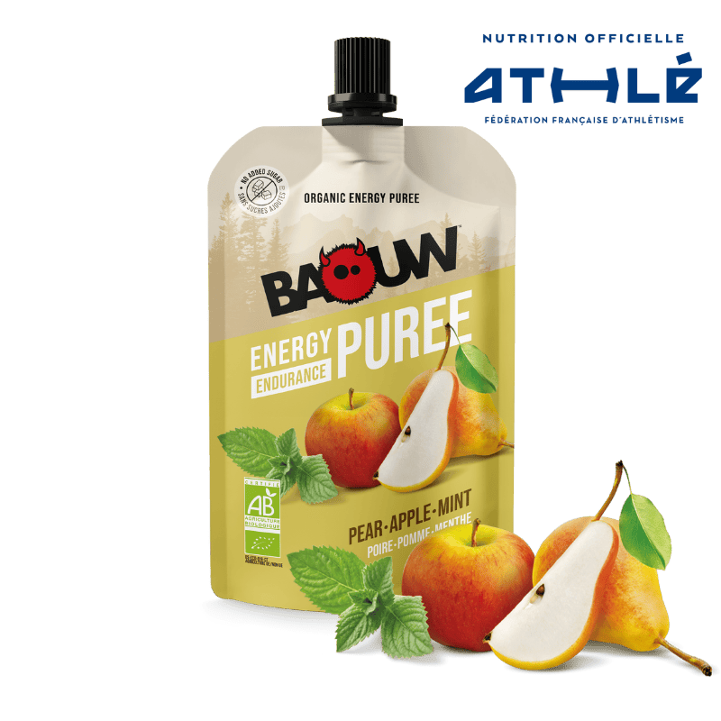 BAOUW Receita Orgânica de Puré Energético de Fruta Pera/Maçã/Menta (90g)