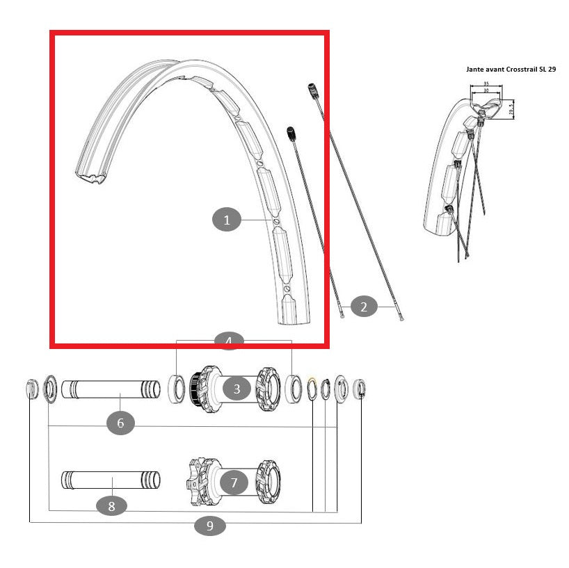 Kit de roda dianteira MAVIC ECROSSTRAIL SL 29''