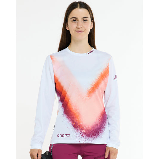 Camisola de manga comprida DHARCO GRAVITY FIREBIRD branca/laranja para mulher