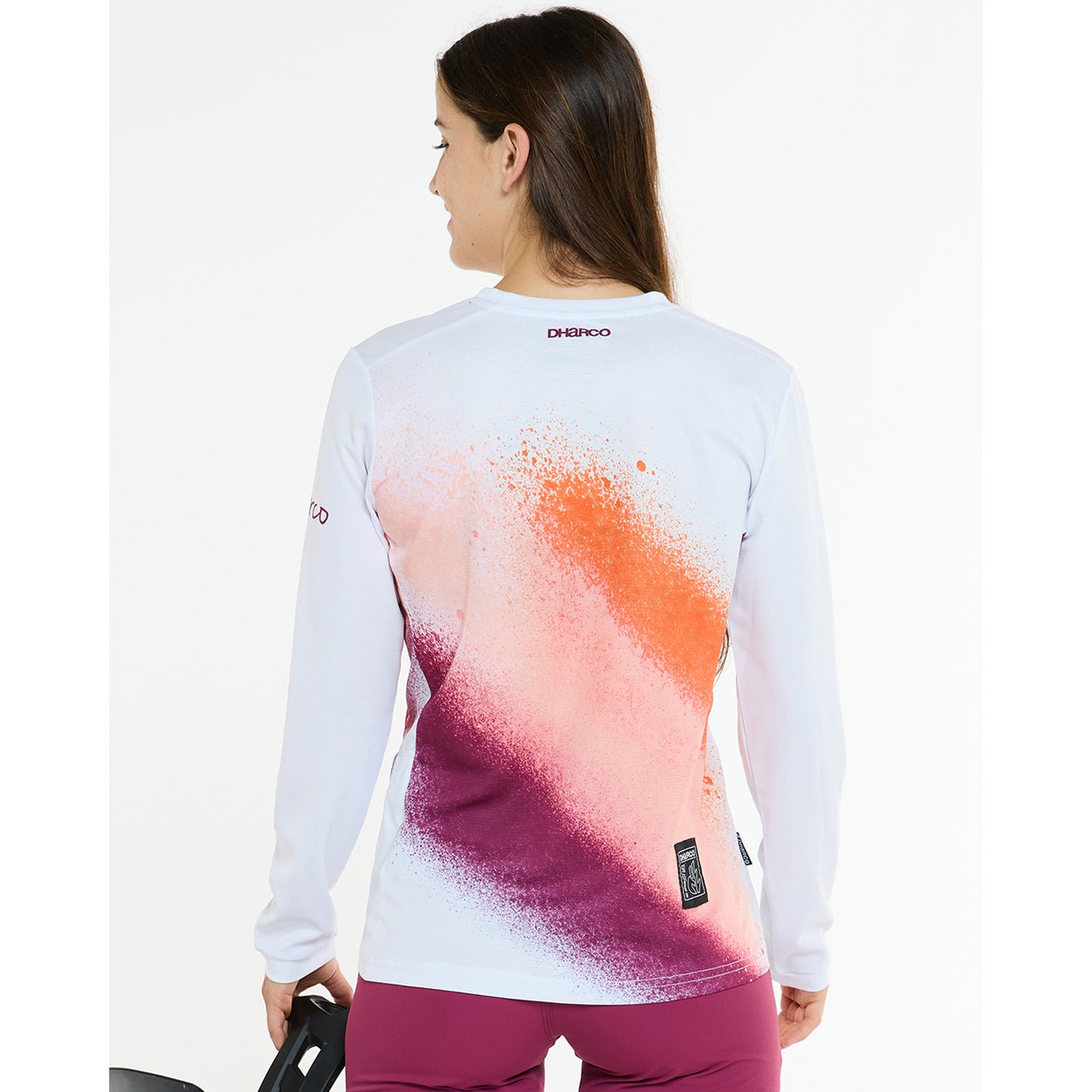 Camisola de manga comprida DHARCO GRAVITY FIREBIRD branca/laranja para mulher