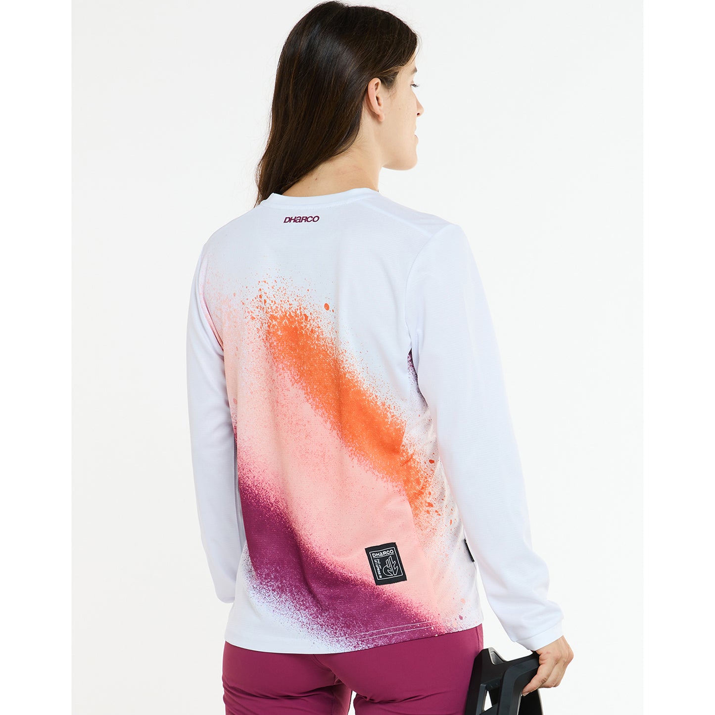 Camisola de manga comprida DHARCO GRAVITY FIREBIRD branca/laranja para mulher