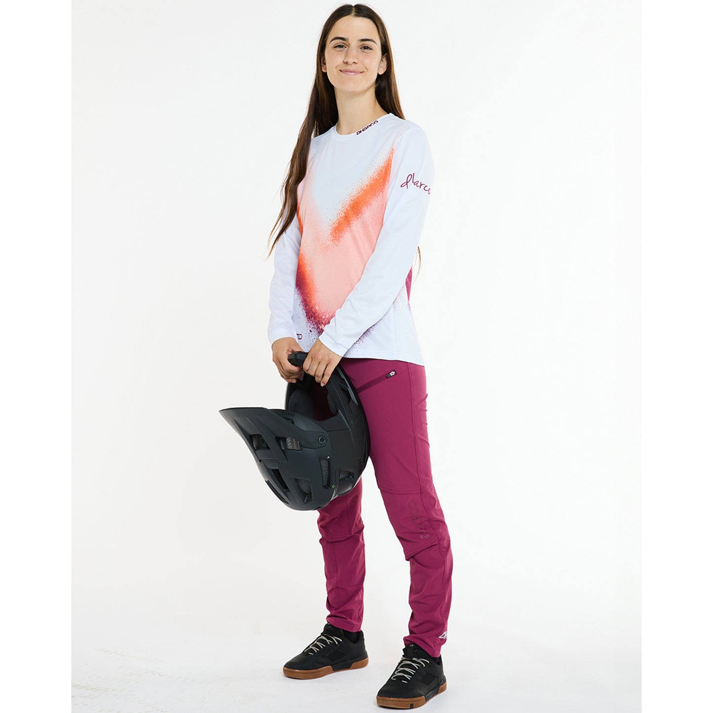 Camisola de manga comprida DHARCO GRAVITY FIREBIRD branca/laranja para mulher