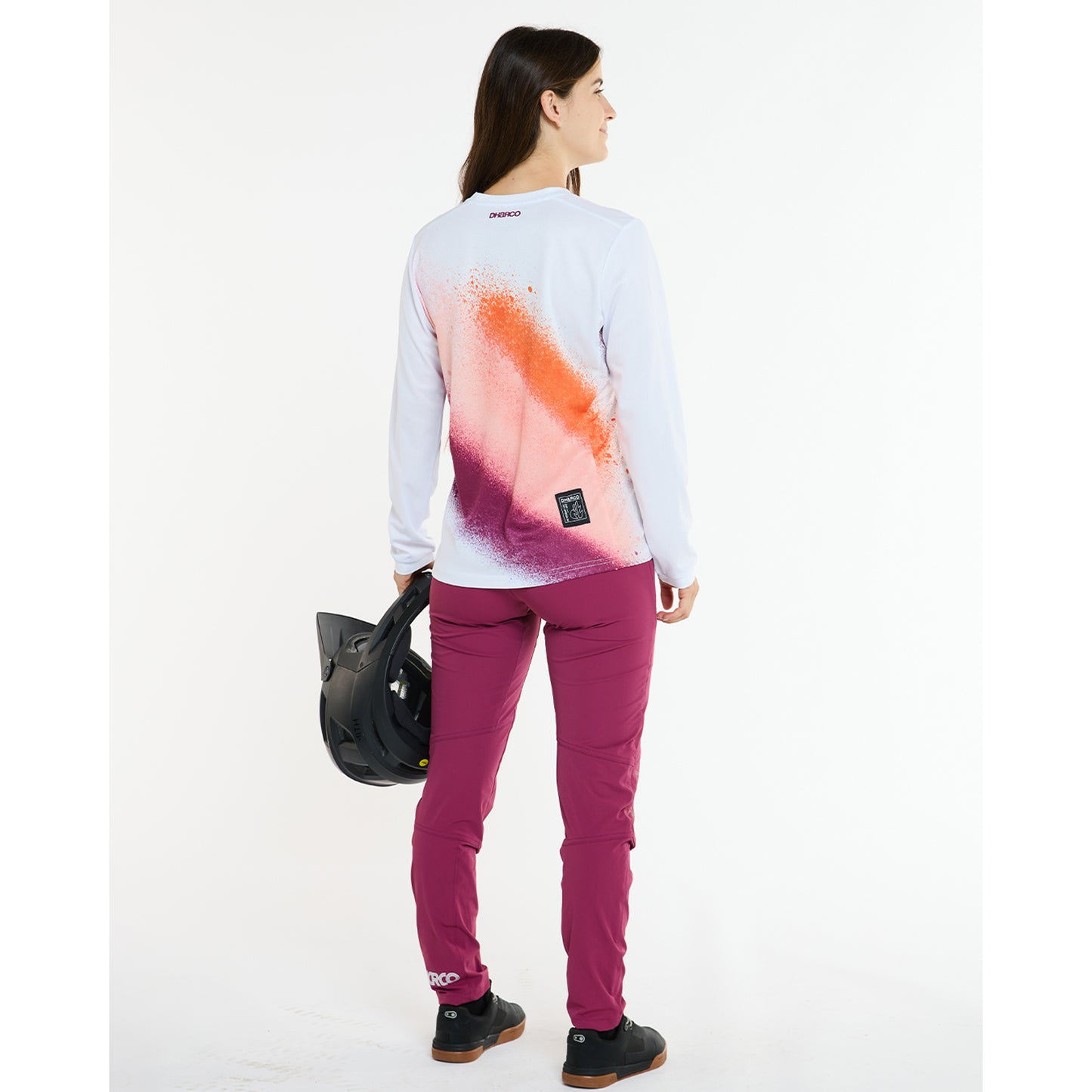 Camisola de manga comprida DHARCO GRAVITY FIREBIRD branca/laranja para mulher