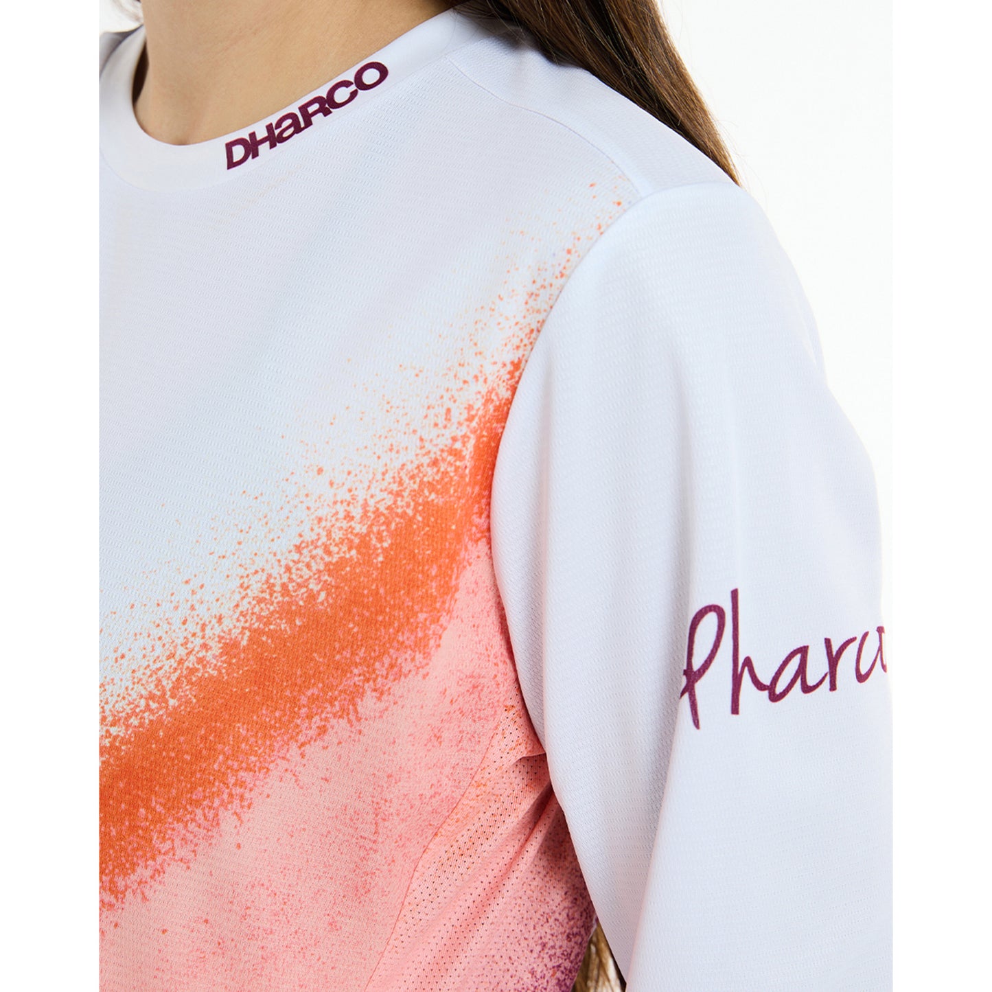Camisola de manga comprida DHARCO GRAVITY FIREBIRD branca/laranja para mulher
