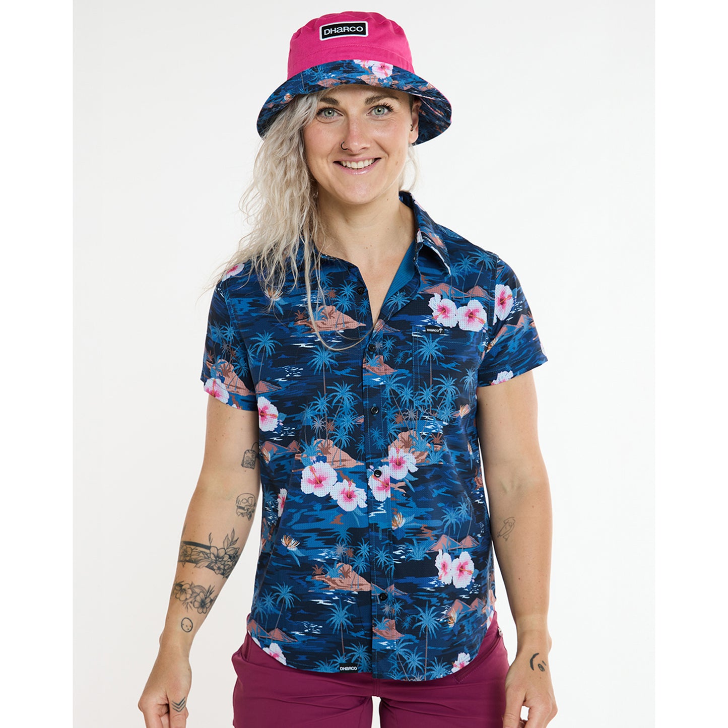 Camisa técnica feminina DHARCO TECH PARTY OASIS Azul