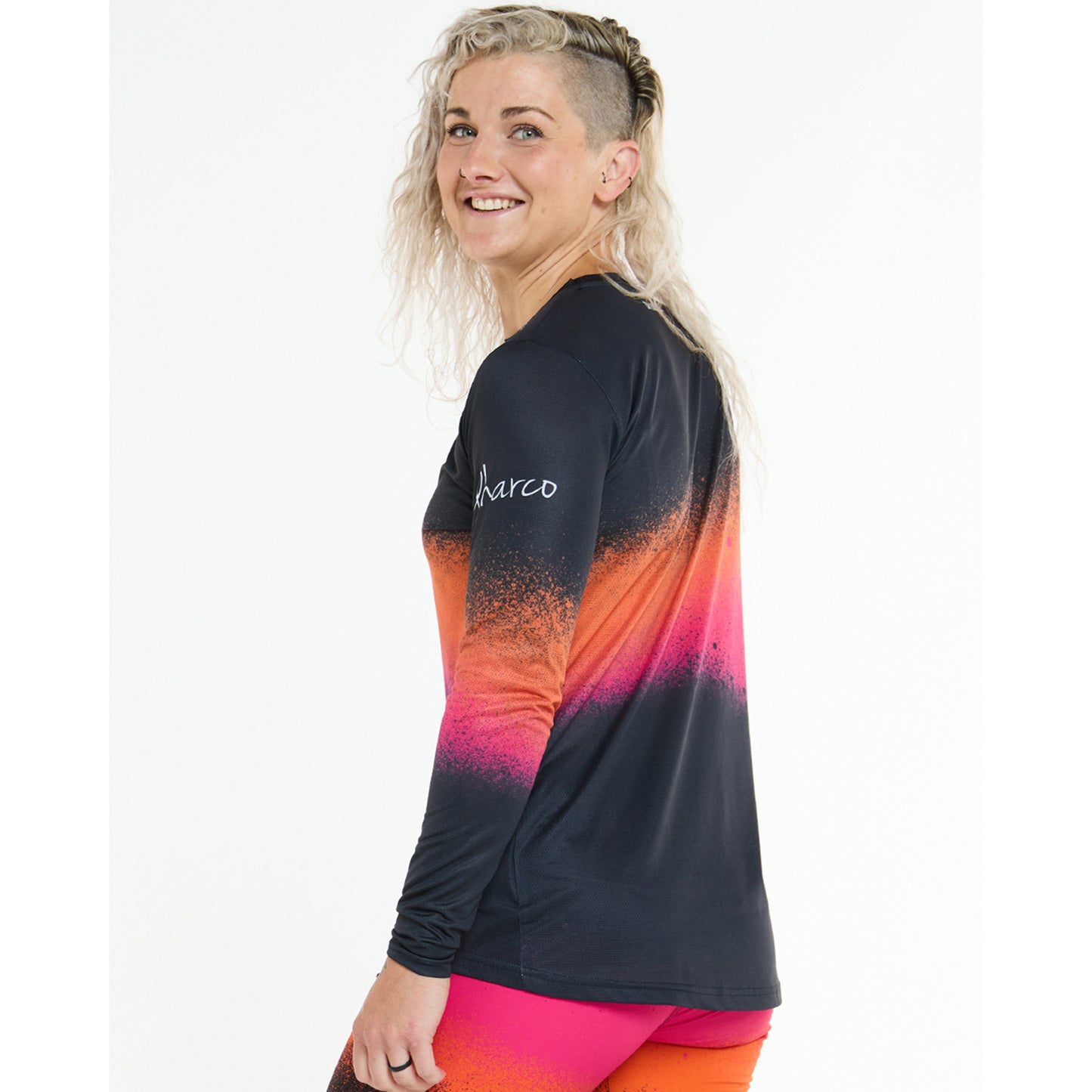 Camisola de manga comprida DHARCO BLACK SNAKE para mulher Preto/Laranja