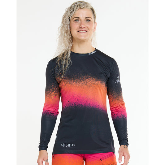 Camisola de manga comprida DHARCO RACE BLACK SNAKE para mulher Preto/Laranja