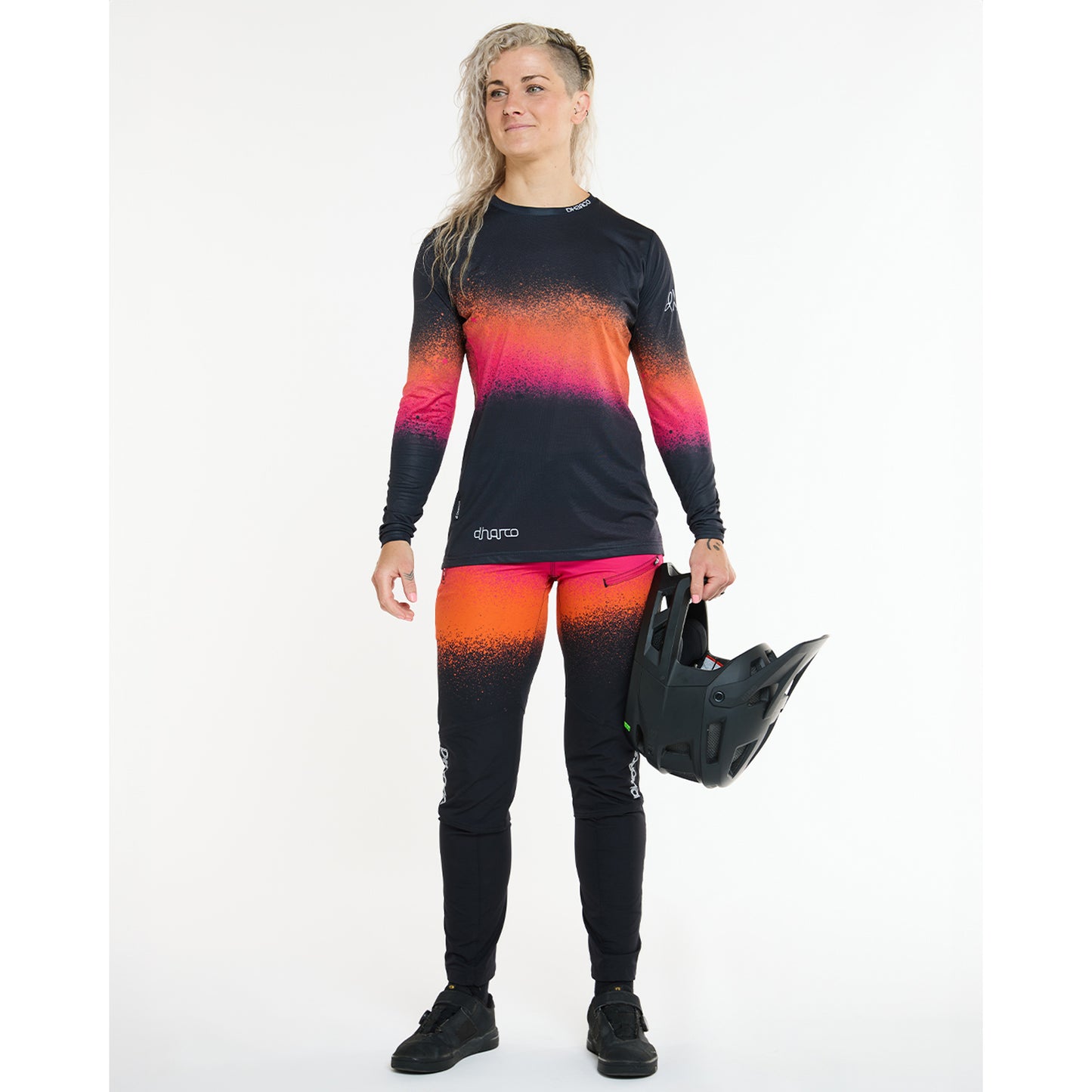 Camisola de manga comprida DHARCO BLACK SNAKE para mulher Preto/Laranja