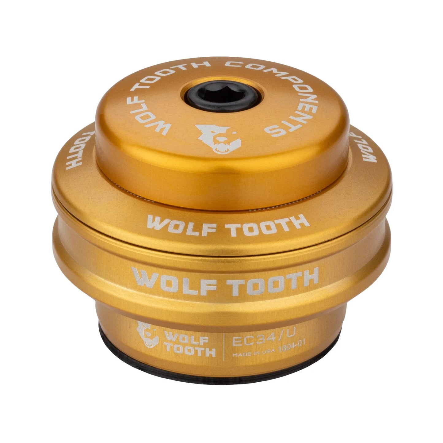 Copa alta para conjunto de direção externo WOLF TOOTH PREMIUM 1"1/8 EC34 Stack 16 mm Dourado