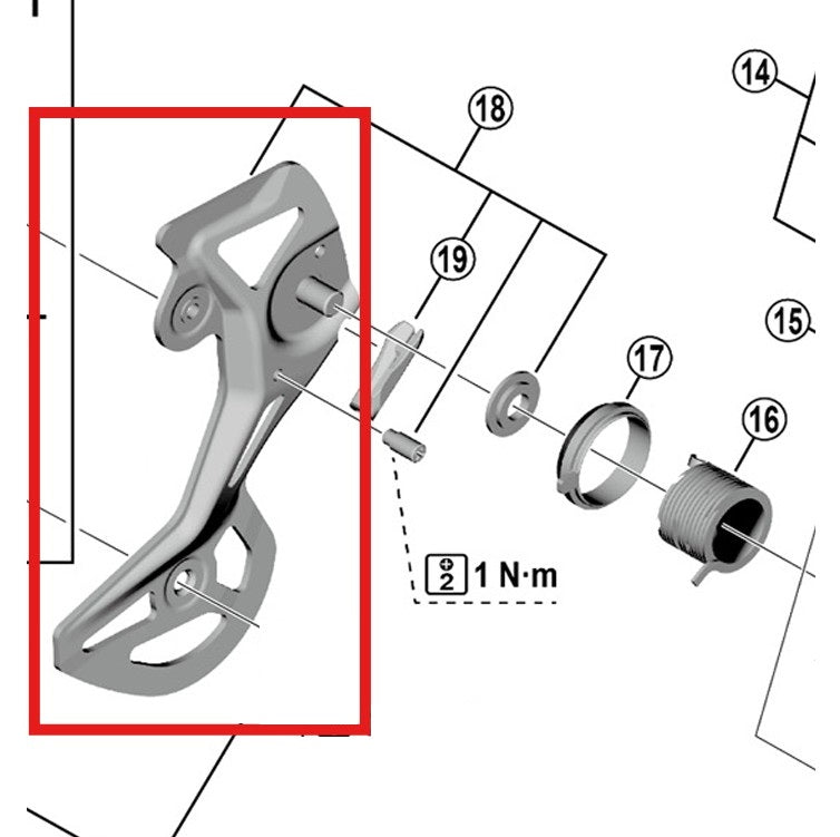 SHIMANO GS RD-M8100RX822 Gaiola do desviador traseiro externo