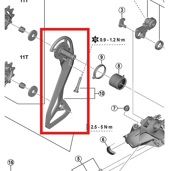 Gaiola e parafuso do desviador traseiro externo SHIMANO RD-R7150