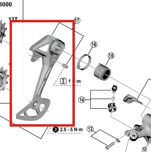 GS SHIMANO CUES U8000/U6000 Gaiola de Desviador Traseiro Externa