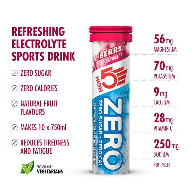 Garrafa + 10 comprimidos de hidratação electrolítica HIGH5 CYCLE PACK Frutos vermelhos