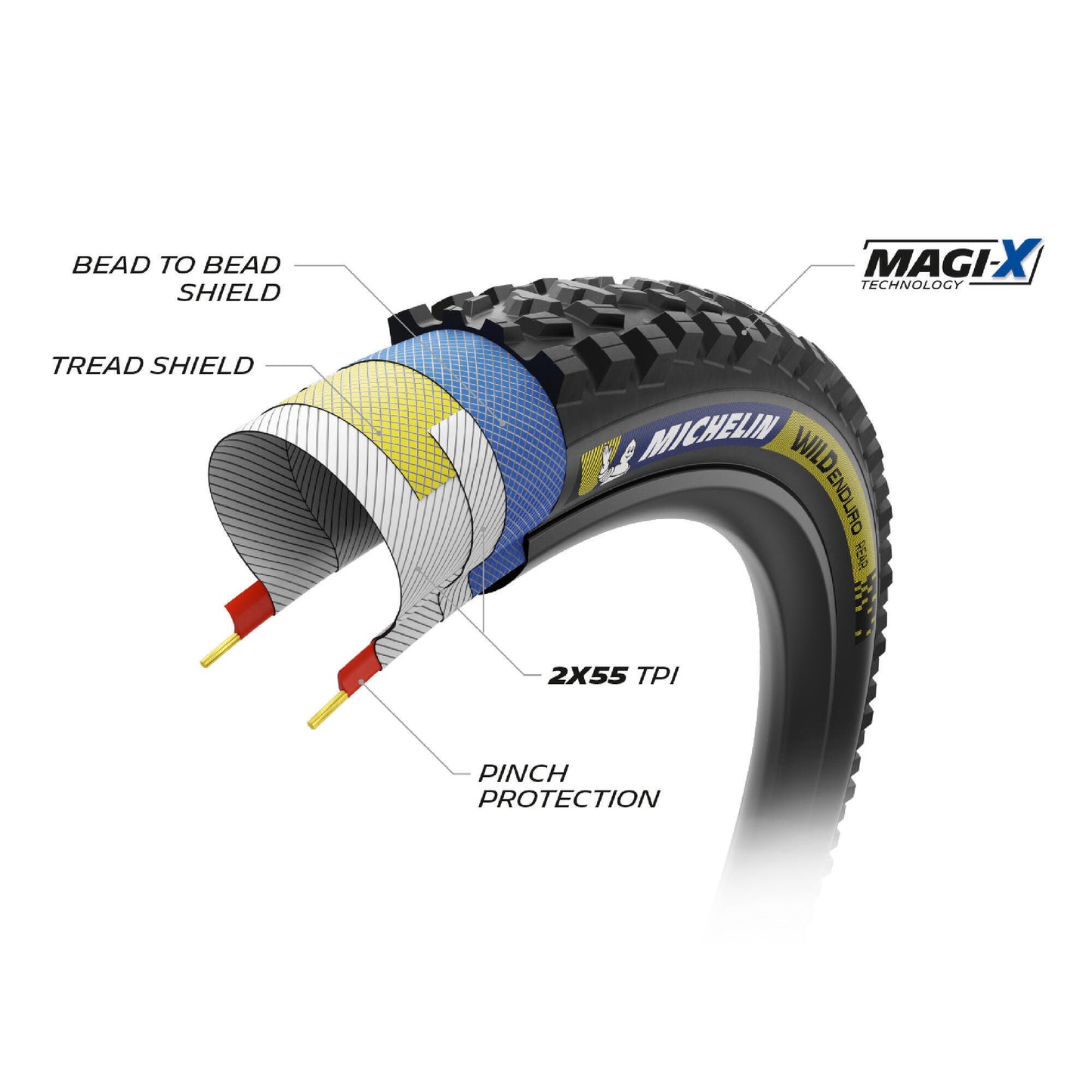 Michelin Wild enduro traseiro linha de corrida escuro 29x2.40 Pronto de pneu flexível e sem câmara
