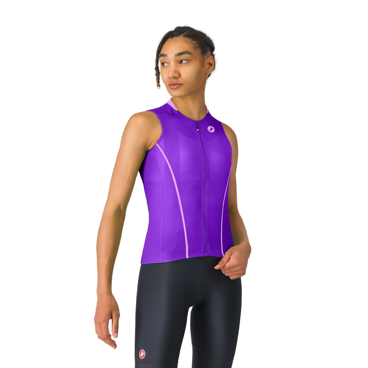 Camisola de ciclismo CASTELLI ANIMA FLOW de mulher, sem mangas, violeta