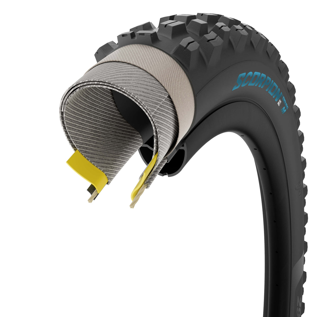 Pneu PIRELLI SCORPION ENDURO M EDIÇÃO COLORIDA 29x2.40 HardWall Tubeless Ready de talão flexível Preto/Turquesa Petronas
