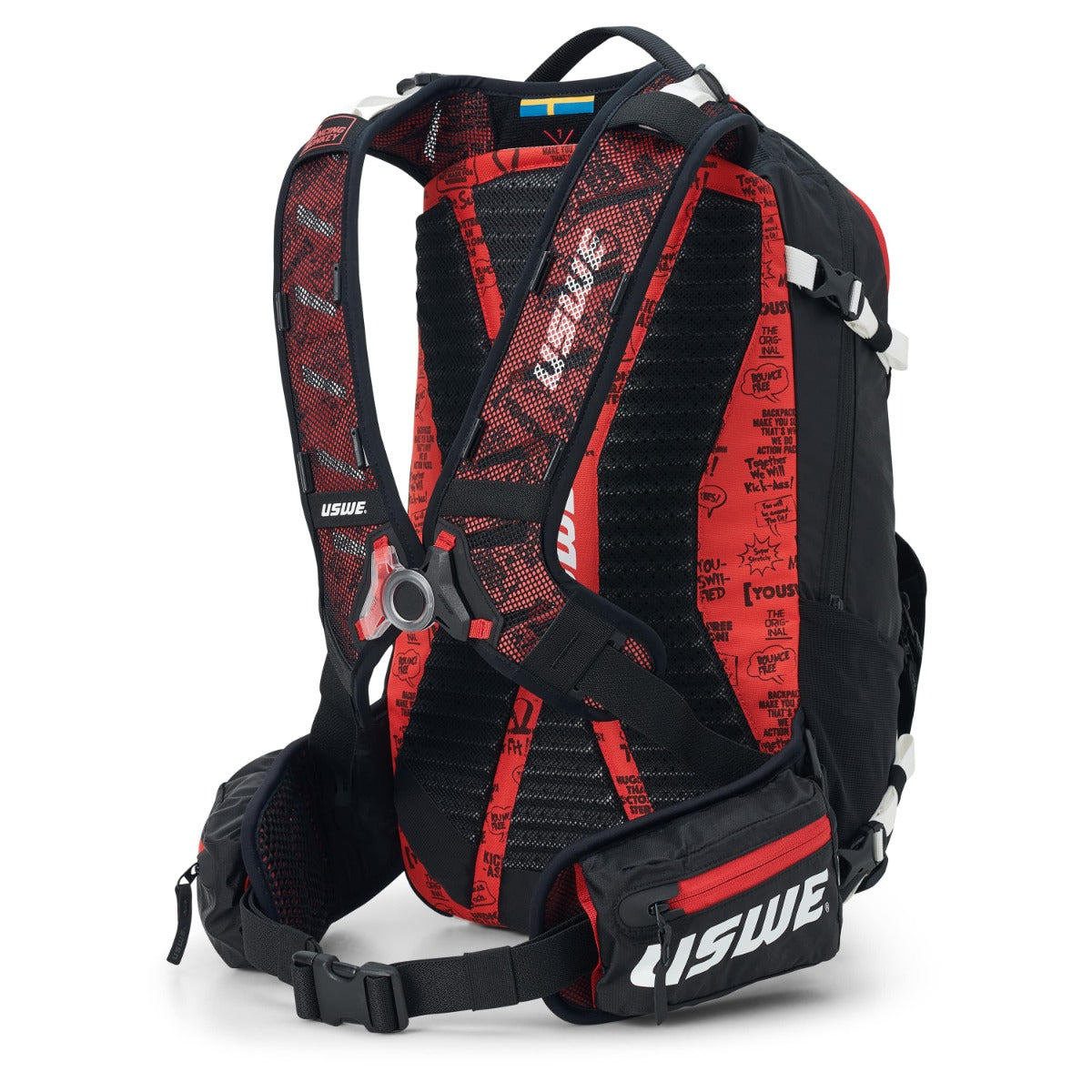 Mochila USWE FLOW 16 L com proteção dorsal integrada Preto/Vermelho