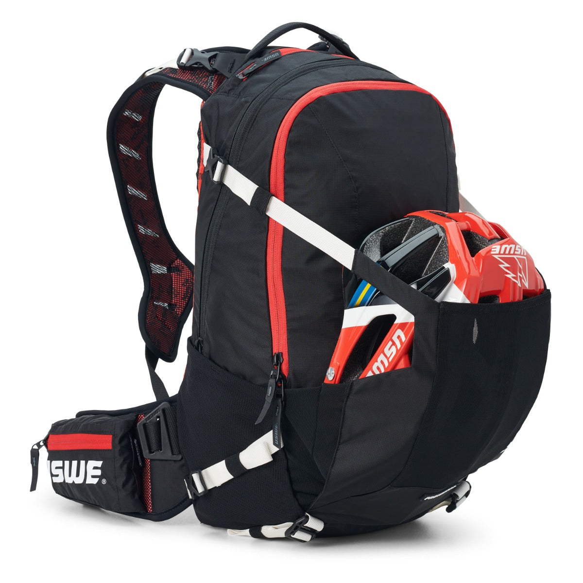 Mochila USWE FLOW 16 L com proteção dorsal integrada Preto/Vermelho