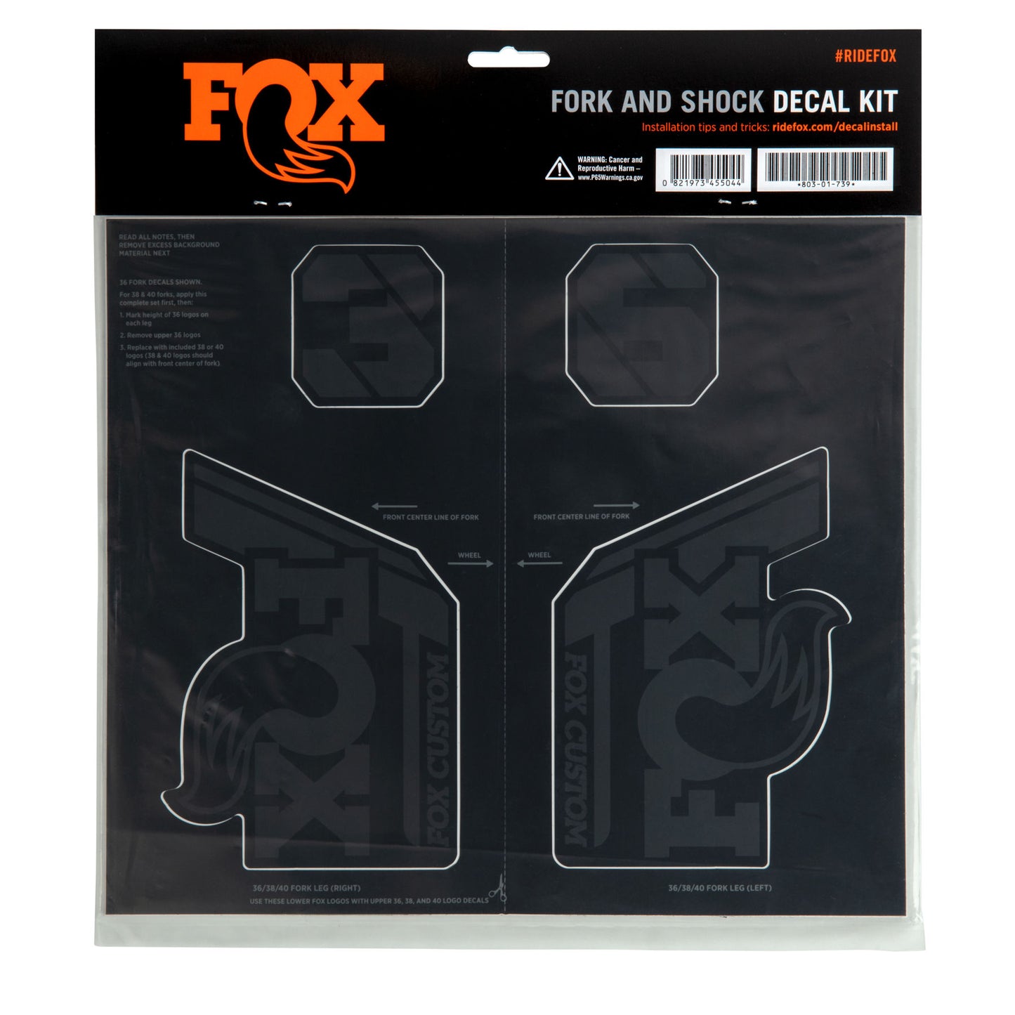 Kit de autocolantes para forquilhas e amortecedores FOX Preto