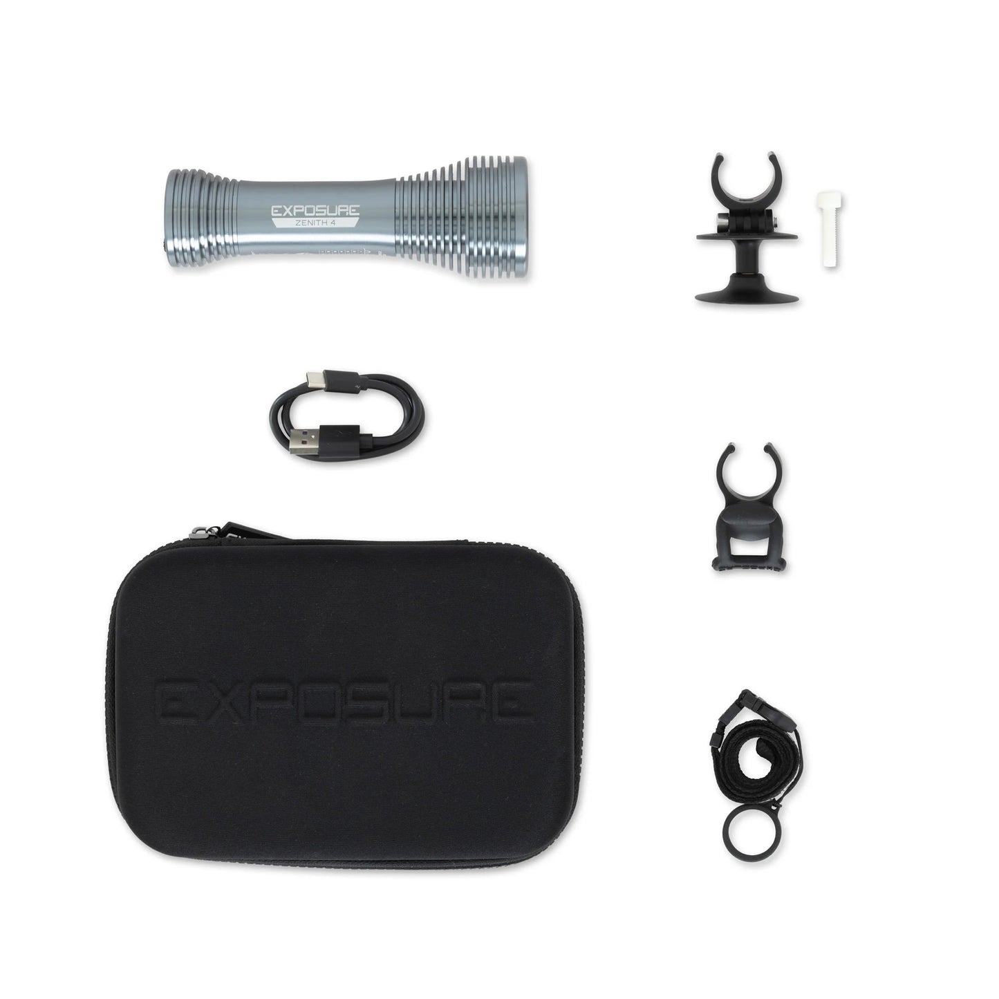 EXPOSURE LIGHTS ZENITH GUN METAL MK4 Farol dianteiro com suporte para capacete