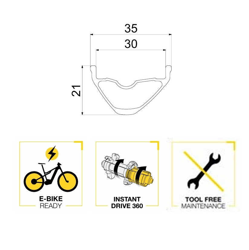 Roda dianteira MAVIC E-CROSSRIDE 1 27,5" 30MM