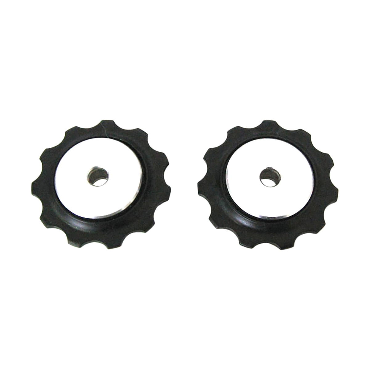 Roldanas pretas do desviador traseiro de 9 velocidades SRAM X0 (2005-2007) #00.0000.200.733 — peça sobre fundo branco