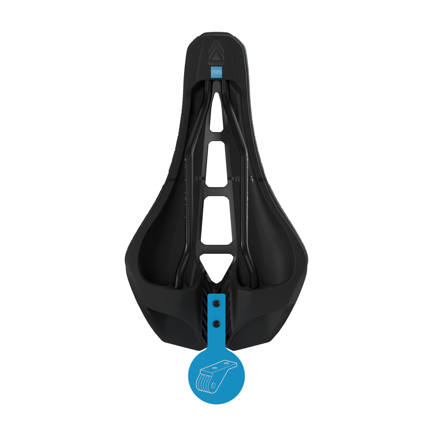 PRO 3D TEAM 142mm Selim Trilhos de aço inoxidável Preto