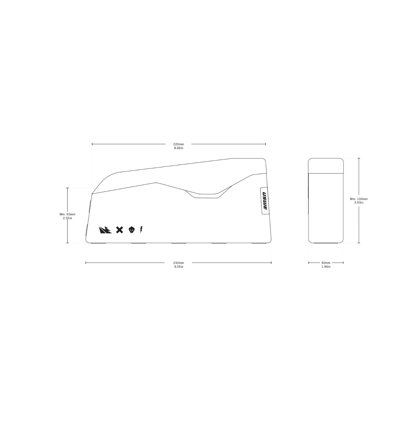 USWE TOP TUBE MAGNÉTICO 1,2 L Saco de armação Preto