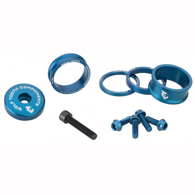 Kit de espaçadores, cobertura da haste e parafusos WOLFTOOTH BLING KIT Azul
