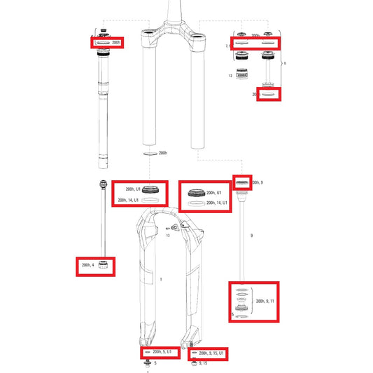 Kit de Manutenção 200 h/ano ROCKSHOX PIKE/PIKE DJ SOLO AIR #00.4315.032.619