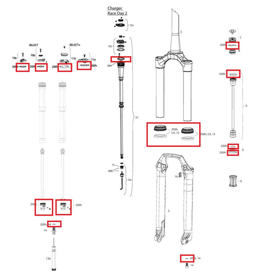 Kit de manutenção 200 h/1 ano ROCKSHOX SID SL (32 mm) BASE/SELECT/SELECT+/ULTIMATE (2021-2023) GEN-C