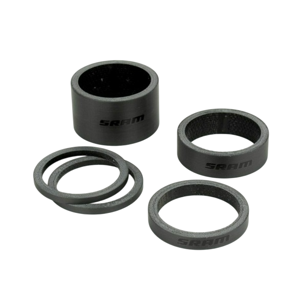 Espaçadores de cabeça SRAM Carbon Logo Preto (2.5mm x2, 5mm x1, 10mm x1, 20mm x1)