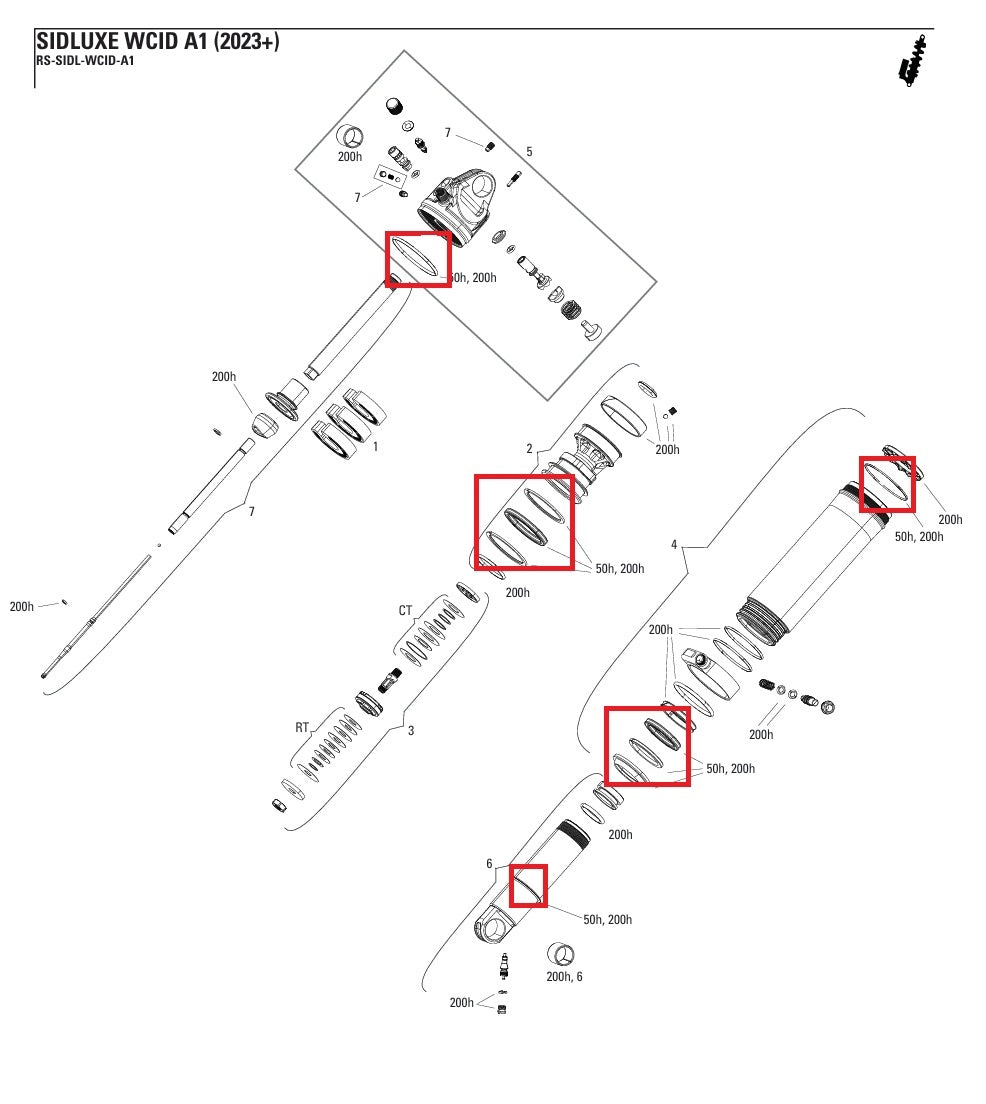 Kit de assistência de 50 horas ROCKSHOX SIDLUXE WCID (2023) GERAÇÃO-A