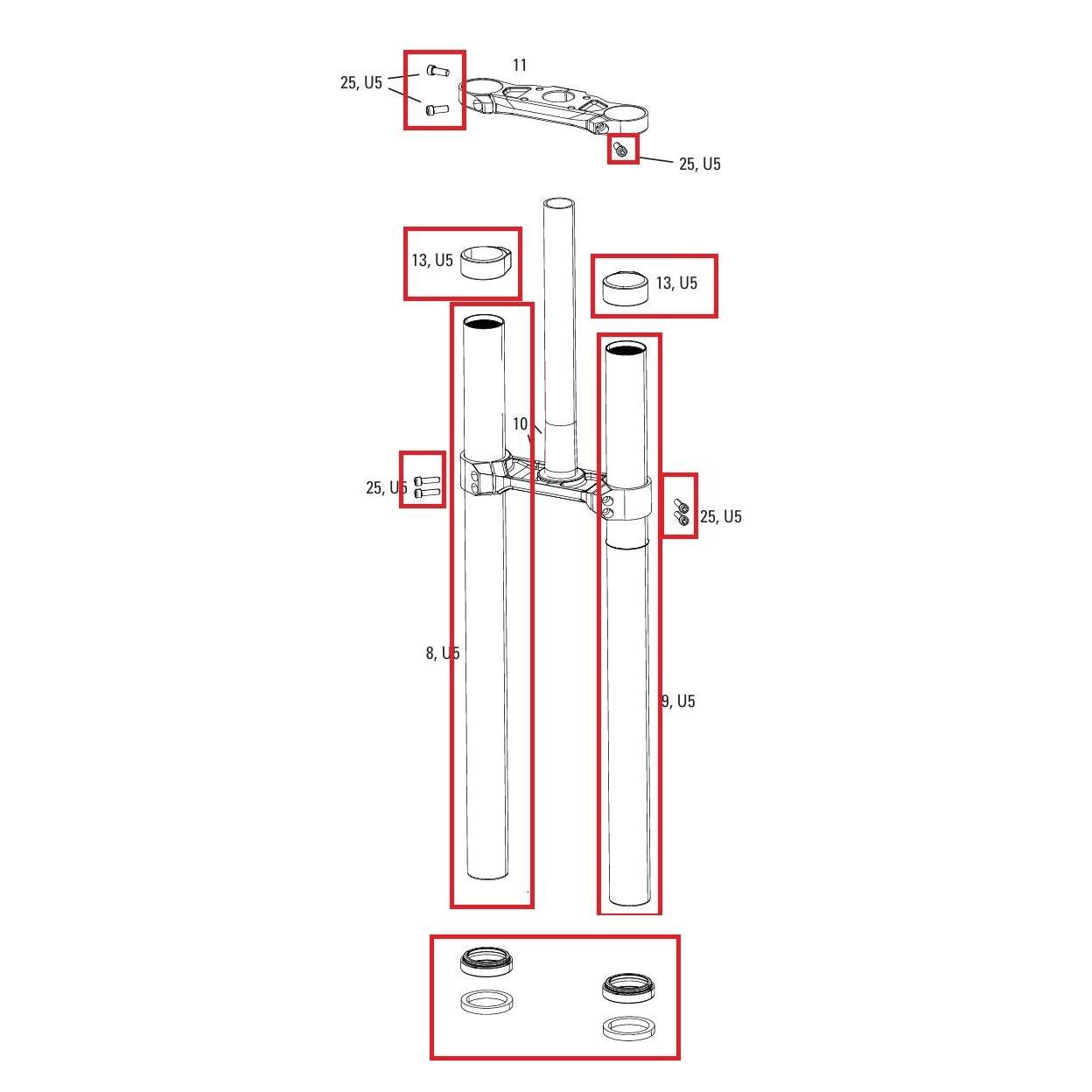 Kit de atualização para mergulhadores ROCKSHOX BOXXER D1 (2024+)