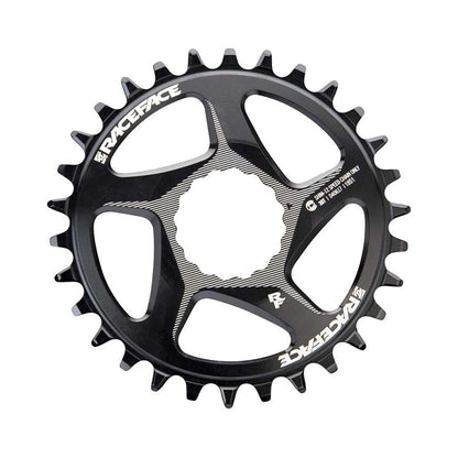 Prato único RACE FACE 12V Direct Mount compatível com SHIMANO preto — vista do prato sobre fundo branco