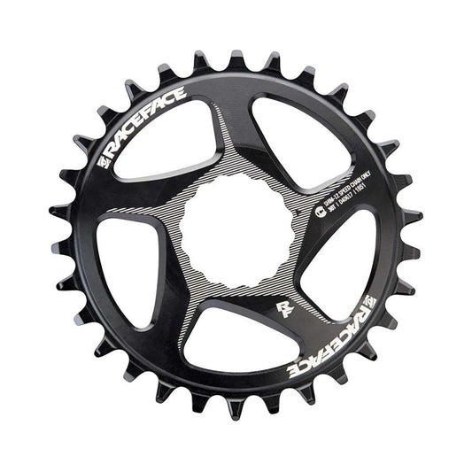 Prato único RACE FACE 12V Direct Mount compatível com SHIMANO preto — vista do prato sobre fundo branco