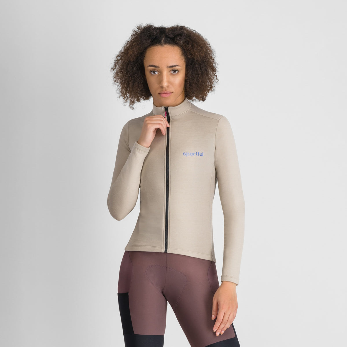 Camisola de ciclismo SPORTFUL SUPERGIARA WOOL de senhora, de manga comprida, bege