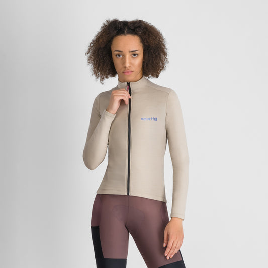Camisola de ciclismo SPORTFUL SUPERGIARA WOOL de senhora, de manga comprida, bege