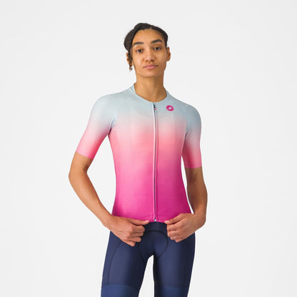 Jersey CASTELLI UPF Feminino Mangas Curtas Rosa
