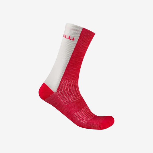 Meias CASTELLI LOGO 18 MERINO Vermelho/Branco