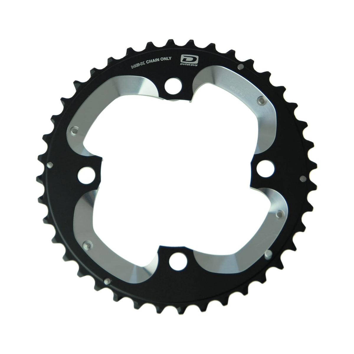 Prato exterior SHIMANO XT M785 de 10 velocidades, 4 furos, 104 mm — vista do prato sobre fundo branco