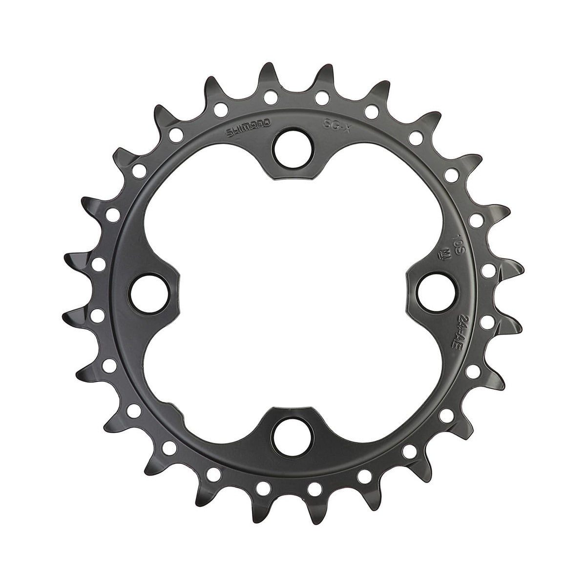 Prato interior SHIMANO SLX M660 de 9/10 velocidades, 4 furos, 64 mm — vista do prato sobre fundo branco
