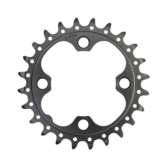 Prato interior SHIMANO SLX M660 de 9/10 velocidades, 4 furos, 64 mm — vista do prato sobre fundo branco