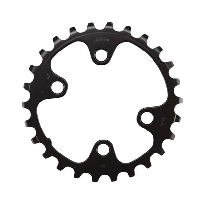 Prato interior SHIMANO SLX M7000 de 11 velocidades, pedaleiro duplo, 4 furos, 64 mm — vista do prato sobre fundo branco