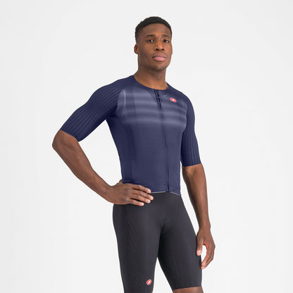 Maillot CASTELLI AERO RACE 8S Mangas Curtas Azul-Marinho