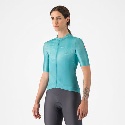 Maillot CASTELLI FANTASIA Mulher Mangas Curtas Turquesa
