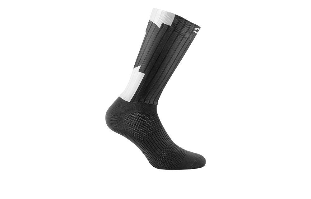 Chaussettes vélo Sidi Teres noires et blanches, vue de l'autre profil