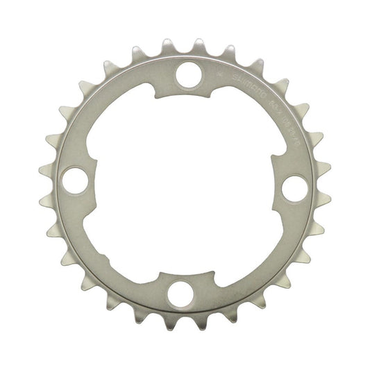 Prato interior SHIMANO XTR M985 de 10 velocidades, 4 furos, 88 mm — vista do prato sobre fundo branco