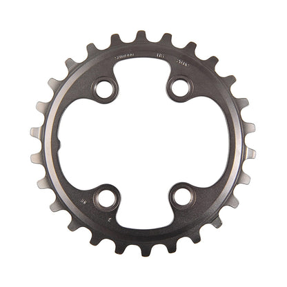 Prato interior SHIMANO XT M8000 11 velocidades, pedaleiro duplo, 4 furos, 64 mm — vista do prato sobre fundo branco