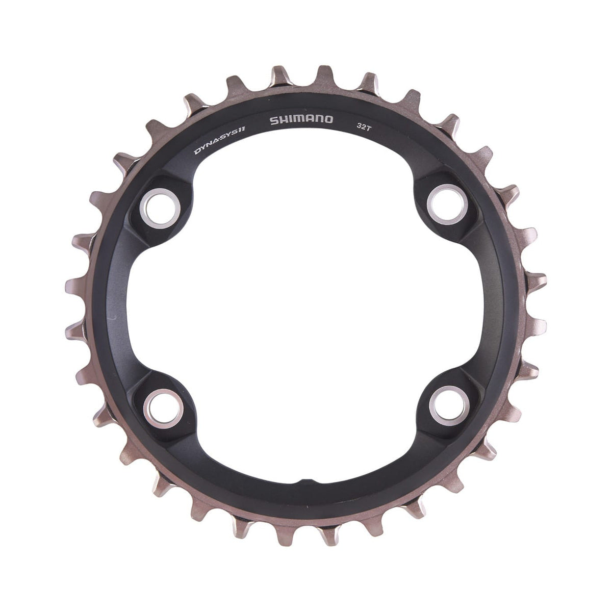 Prato único SHIMANO SLX M7000 11 velocidades, 4 furos, 96 mm — vista do prato sobre fundo branco